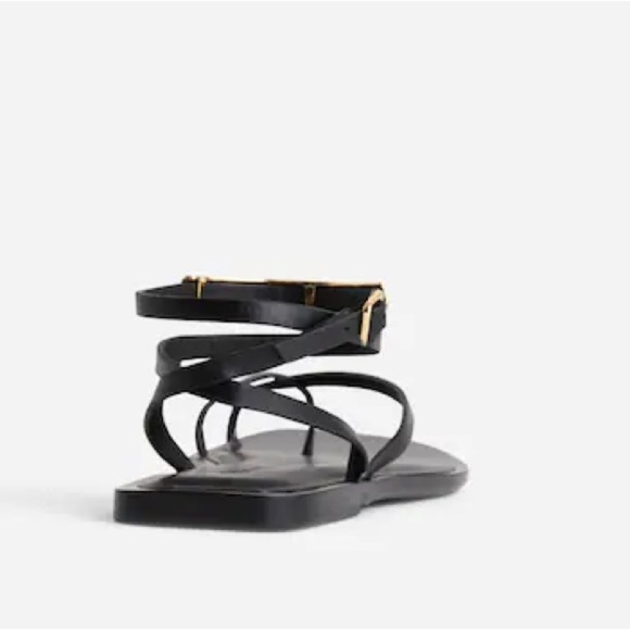Madewell The Vira Bangle Ankle-Wrap Sandal in Leather in True Black Size 10.5 - Picture 3 of 12